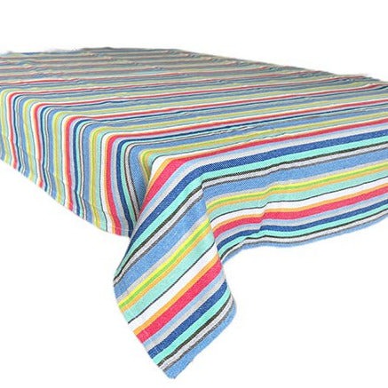 Blue Mountains Striped Cotton Tablecloth