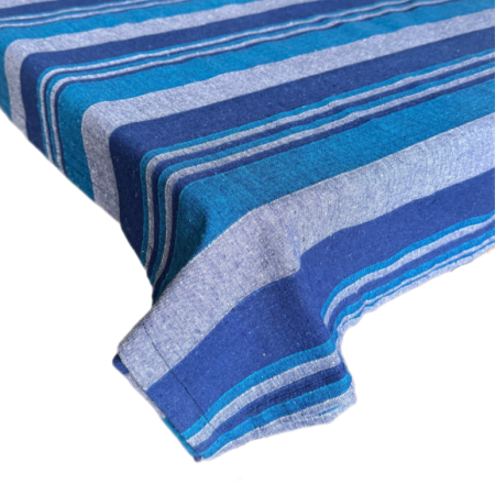 Blueberry Striped Cotton Tablecloth